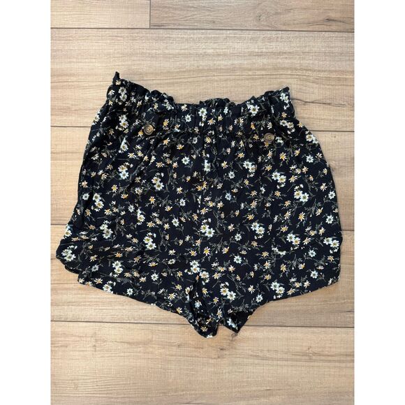 American Eagle Black Floral Print Flowy Pull On Shorts Size M Medium Womens Y2K - Picture 2 of 2